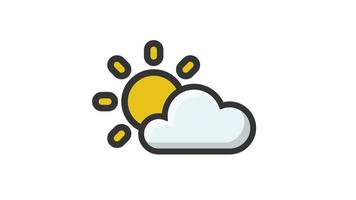 Sunny and Cloudy on white background, Weather animated icon video