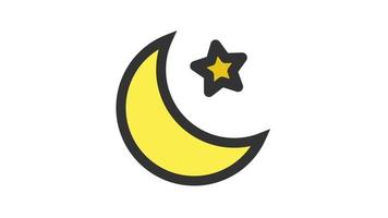 Moon and Star on white background, Weather animated icon video