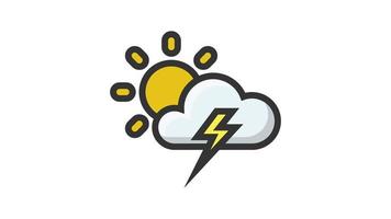 Lightning at day on white background, Weather animated icon video