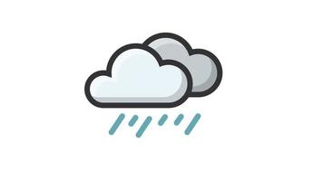 Rainy and Cloudy on white background, Weather animated icon video