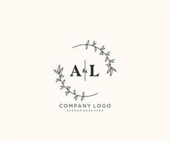 initial AL letters Beautiful floral feminine editable premade monoline logo suitable for spa salon skin hair beauty boutique and cosmetic company. vector