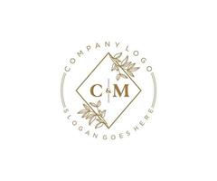 initial CMC letters Beautiful floral feminine editable premade monoline logo suitable for spa salon skin hair beauty boutique and cosmetic company. vector