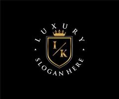 Initial IK Letter Royal Luxury Logo template in vector art for Restaurant, Royalty, Boutique, Cafe, Hotel, Heraldic, Jewelry, Fashion and other vector illustration.