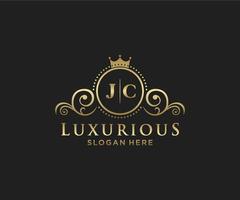 Initial JC Letter Royal Luxury Logo template in vector art for Restaurant, Royalty, Boutique, Cafe, Hotel, Heraldic, Jewelry, Fashion and other vector illustration.