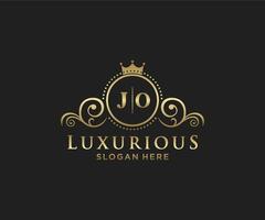 Initial JO Letter Royal Luxury Logo template in vector art for Restaurant, Royalty, Boutique, Cafe, Hotel, Heraldic, Jewelry, Fashion and other vector illustration.