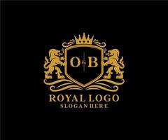 Initial OB Letter Lion Royal Luxury Logo template in vector art for Restaurant, Royalty, Boutique, Cafe, Hotel, Heraldic, Jewelry, Fashion and other vector illustration.