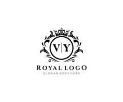 Initial VY Letter Luxurious Brand Logo Template, for Restaurant, Royalty, Boutique, Cafe, Hotel, Heraldic, Jewelry, Fashion and other vector illustration.