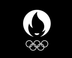 Paris 2024 Official Olympic Games Logo White symbol abstract design vector illustration With Black Background