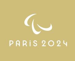 Paralympic Games Paris 2024 Logo Official White symbol abstract design vector illustration With Brown Background