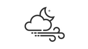 Windy night on white background, Weather animated icon video