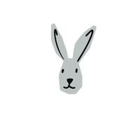 Hare head illustration in minimalist cutting style isolated on white vector