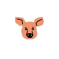 Pig head illustration in minimalist cutting style isolated on white vector