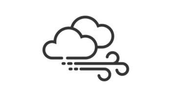 Windy and Cloudy on white background, Weather animated icon video