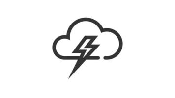 Lightning on white background, Weather animated icon video