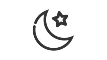 Luna y estrella en blanco fondo, clima animado icono video