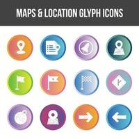 Unique Maps and location Glyph icon set vector