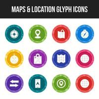 Unique Maps and location Glyph icon set vector