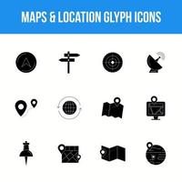 Unique Maps and location Glyph icon set vector