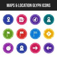 Unique Maps and location Glyph icon set vector