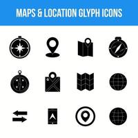 Unique Maps and location Glyph icon set vector