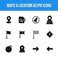 Unique Maps and location Glyph icon set vector