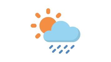 Sunny and rainy on white background, Weather animated icon video