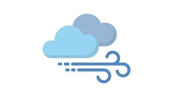 Windy and Cloudy on white background, Weather animated icon video