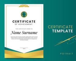 verde elegante prima certificado de logro gratis vector potrait