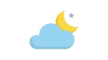 Cloudy at night on white background, Weather animated icon video