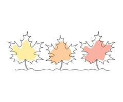 abstract Three Maple Leaf in a Row Continuous One Line Drawing vector