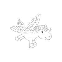 Line art unicorn kids illustration for  Children coloring book page vector