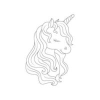 Line art unicorn kids illustration for  Children coloring book page vector