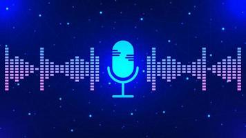 Podcast digital recording with voice recording microphone background design. Audio wave and mic icon. Vector illustration.