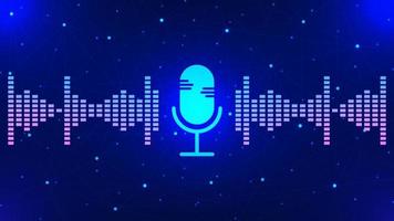 Podcast digital recording with voice recording microphone background design. Audio wave and mic icon. Vector illustration.