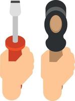 Vector Image Of A Screwdriver And A Hammer In Hands