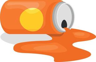ilustración de naranja jugo derramar desde un lata vector