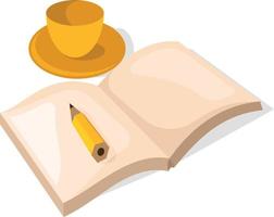 Vector Image Of An Open Book And A Cup Of Coffee