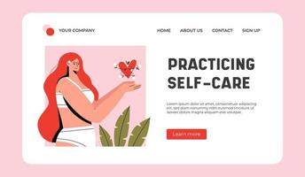 Practicing Self care Landing Page vector