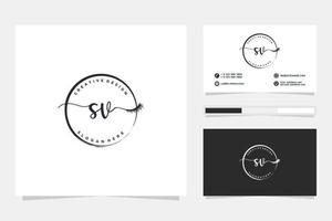 Initial SV Feminine logo collections and business card template Premium Vector