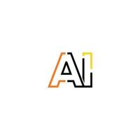 Abstract letter AI logo design with line connection for technology and digital business company. vector