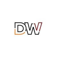 Abstract letter DW logo design with line connection for technology and digital business company. vector