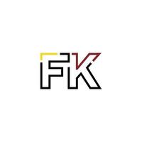 Abstract letter FK logo design with line connection for technology and digital business company. vector