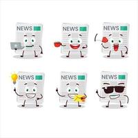 Newspaper cartoon character with various types of business emoticons vector