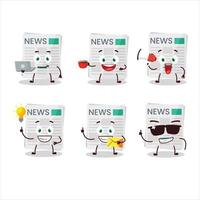 Newspaper cartoon character with various types of business emoticons vector