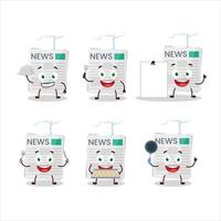 Cartoon character of newspaper with various chef emoticons vector