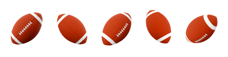 3d rendering american football standard ball icon set. 3d render contact team sport different positions icon set. png