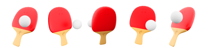 3d rendering table net racket and ball icon set. 3d render special rackets and a game table delimited by a grid in half different positions icon set. png