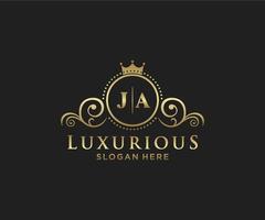 Initial JA Letter Royal Luxury Logo template in vector art for Restaurant, Royalty, Boutique, Cafe, Hotel, Heraldic, Jewelry, Fashion and other vector illustration.