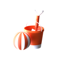 3d design bucket, ball, shovel png