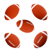 3d rendering american football standard ball icon set. 3d render contact team sport different positions icon set. png